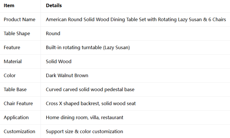 Round Solid Wood Dining Table