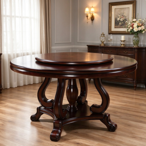 Round Solid Wood Dining Table - Dining table - QONKA HOME