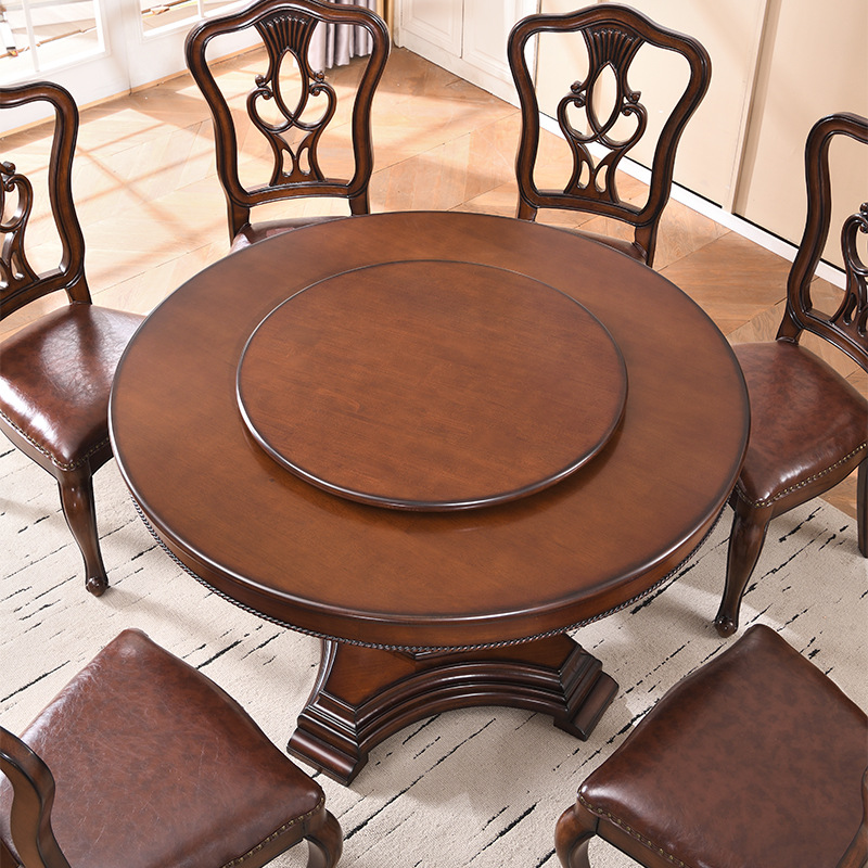 Vintage Large Round Wooden Dinner Table