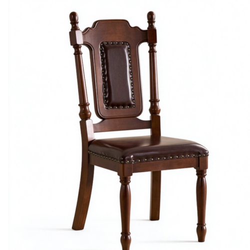 Vintage High Back Solid Wood Dining Chair with PU Leather - Dining chair - QONKA HOME