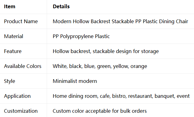 Contemporary Stackable Plastic Chair