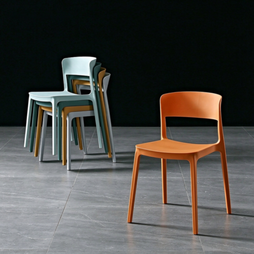 Low-Back Cutout Plastic Chair - Dining chair - QONKA HOME