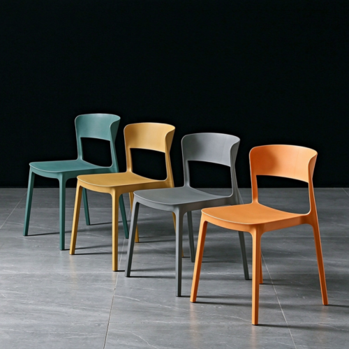 Low-Back Cutout Plastic Chair - Dining chair - QONKA HOME