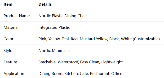 Nordic Plastic Dining Chair