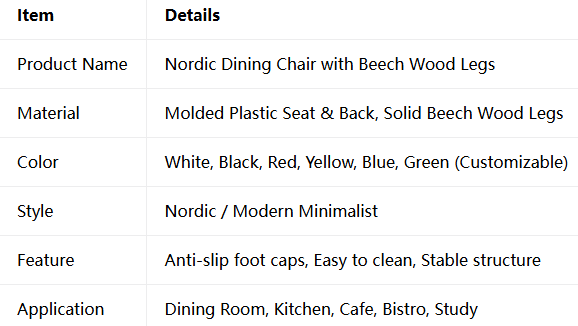Nordic Dining Chair with Beech Wood Legs