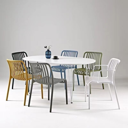 Slatted Plastic Dining Chair - Dining chair - QONKA HOME