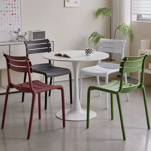Slatted Plastic Dining Chair - Dining chair - QONKA HOME