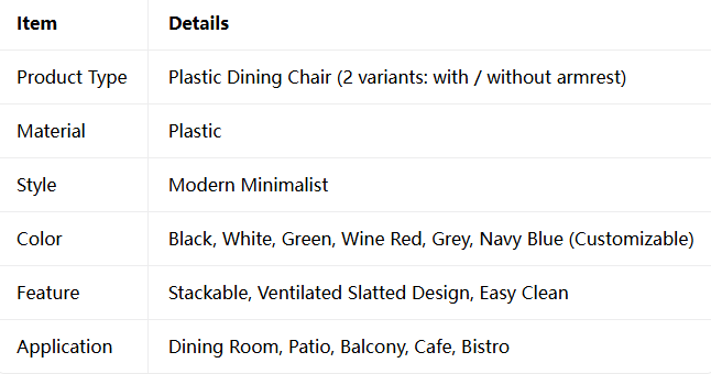 Slatted Plastic Dining Chair