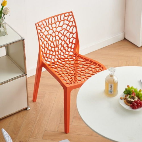 Hollow Pattern Plastic Dining Chair - Plastic dining chair - QONKA HOME