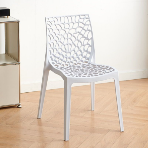 Hollow Pattern Plastic Dining Chair - Plastic dining chair - QONKA HOME