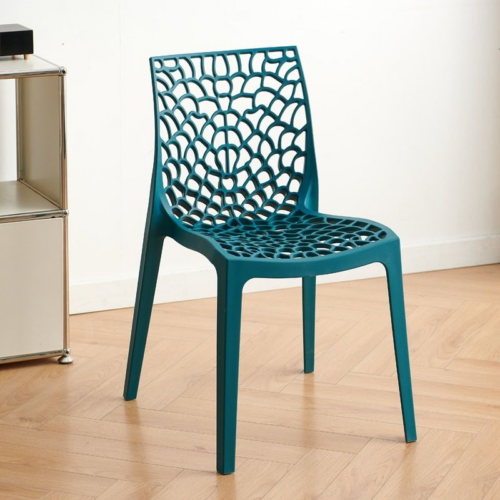 Hollow Pattern Plastic Dining Chair - Plastic dining chair - QONKA HOME