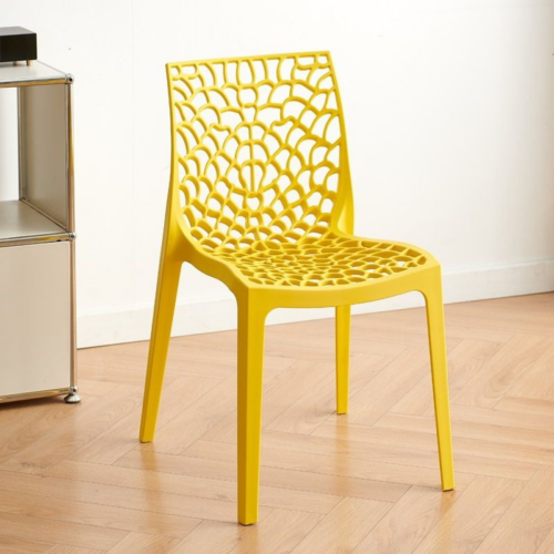 Hollow Pattern Plastic Dining Chair - Plastic dining chair - QONKA HOME