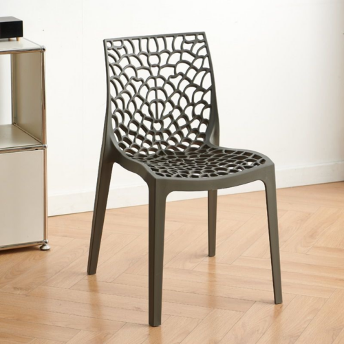 Hollow Pattern Plastic Dining Chair - Plastic dining chair - QONKA HOME