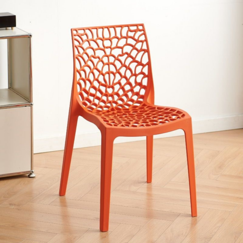 Hollow Pattern Plastic Dining Chair - Plastic dining chair - QONKA HOME