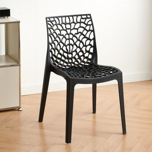 Hollow Pattern Plastic Dining Chair - Plastic dining chair - QONKA HOME