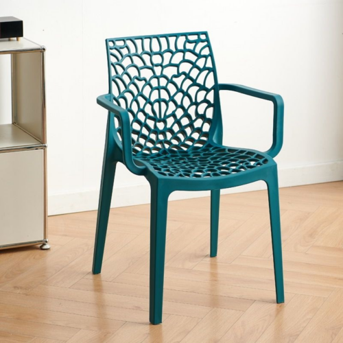 Hollow Pattern Plastic Dining Chair - Plastic dining chair - QONKA HOME