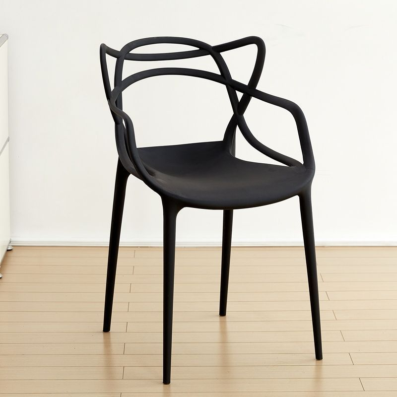 Line Art Plastic Arm Dining Chair