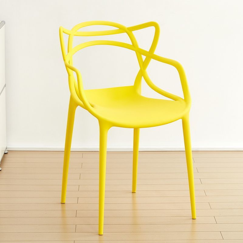 Line Art Plastic Arm Dining Chair