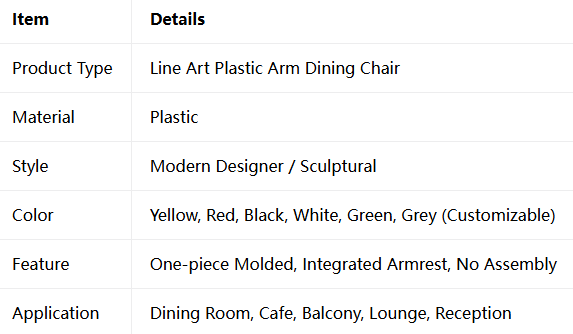 Line Art Plastic Arm Dining Chair