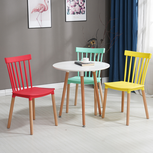 Modern Windsor Plastic Dining Chair with Beech Wood Legs - Dining chair - QONKA HOME
