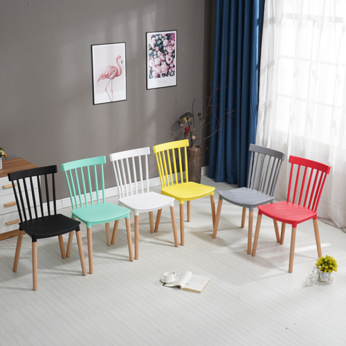 Modern Windsor Plastic Dining Chair with Beech Wood Legs - Dining chair - QONKA HOME