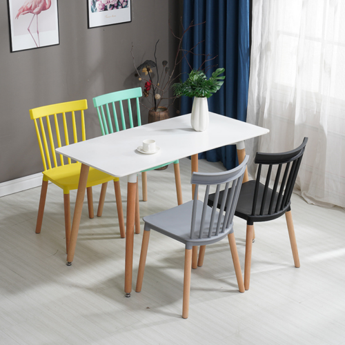 Modern Windsor Plastic Dining Chair with Beech Wood Legs - Dining chair - QONKA HOME