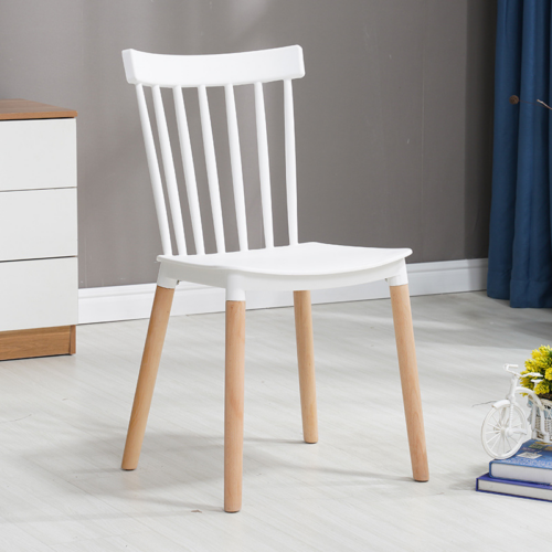 Modern Windsor Plastic Dining Chair with Beech Wood Legs - Dining chair - QONKA HOME