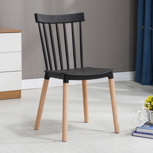 Modern Windsor Plastic Dining Chair with Beech Wood Legs - Dining chair - QONKA HOME
