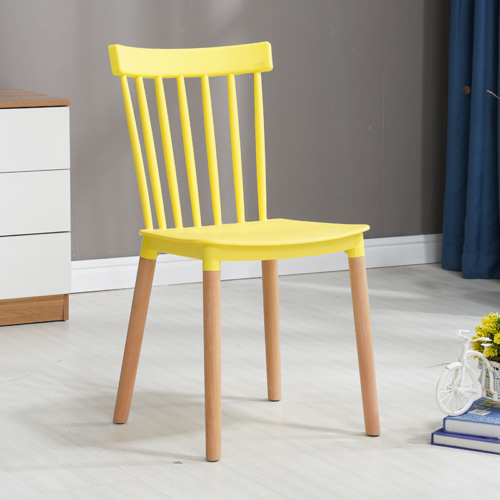 Modern Windsor Plastic Dining Chair with Beech Wood Legs - Dining chair - QONKA HOME