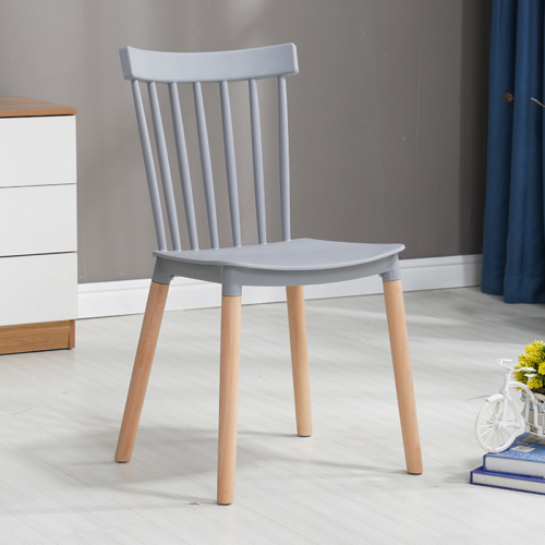 Modern Windsor Plastic Dining Chair with Beech Wood Legs - Dining chair - QONKA HOME