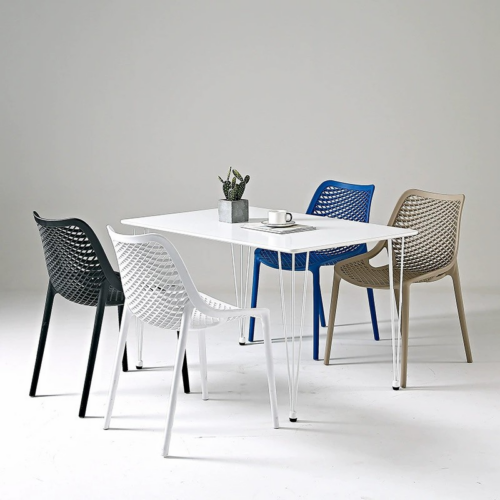 Mesh Hollow Stackable Plastic Dining Chair - Dining chair - QONKA HOME