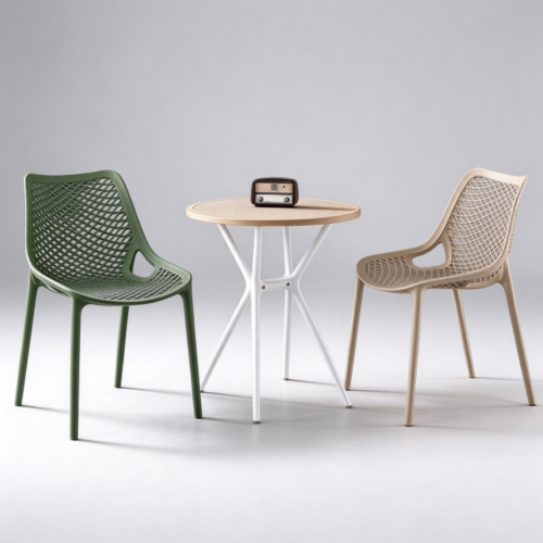 Mesh Hollow Stackable Plastic Dining Chair - Dining chair - QONKA HOME