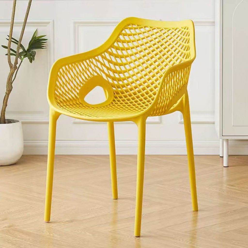 Mesh Armrest Plastic Dining Chair - Dining chair - QONKA HOME