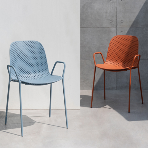 Perforated Stackable Arm Dining Chair - Dining chair - QONKA HOME