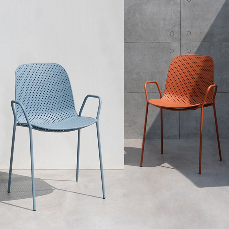 Perforated Stackable Arm Dining Chair