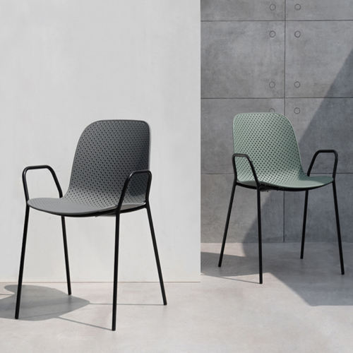 Perforated Stackable Arm Dining Chair - Dining chair - QONKA HOME