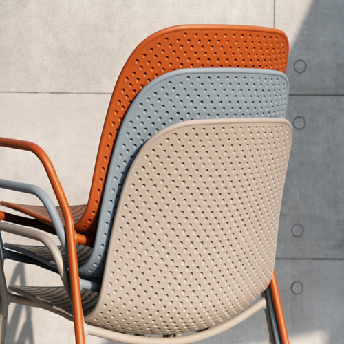 Perforated Stackable Arm Dining Chair - Dining chair - QONKA HOME