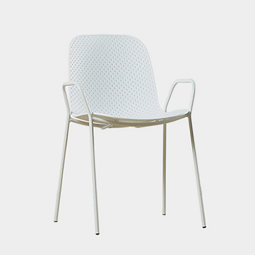 Perforated Stackable Arm Dining Chair - Dining chair - QONKA HOME