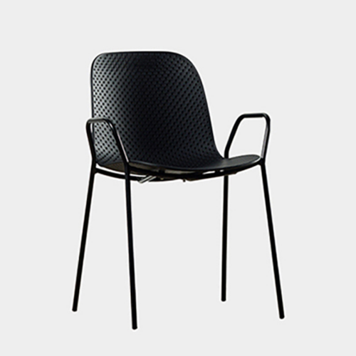 Perforated Stackable Arm Dining Chair - Dining chair - QONKA HOME