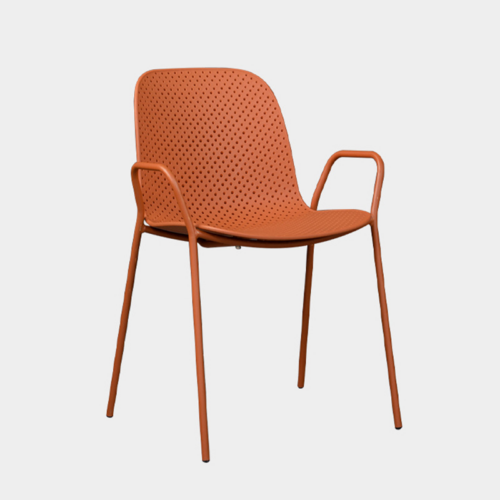 Perforated Stackable Arm Dining Chair - Dining chair - QONKA HOME