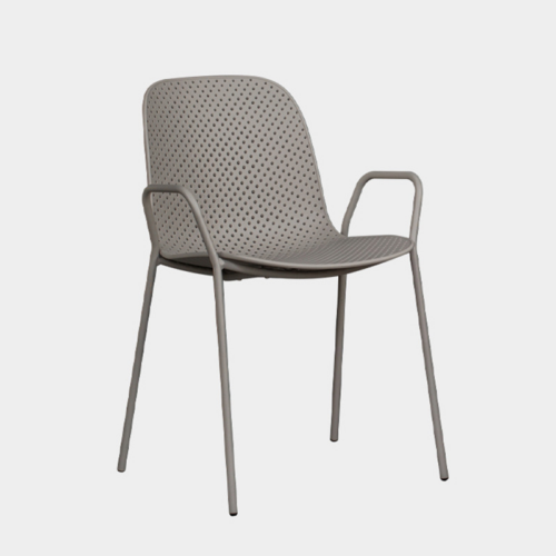 Perforated Stackable Arm Dining Chair - Dining chair - QONKA HOME