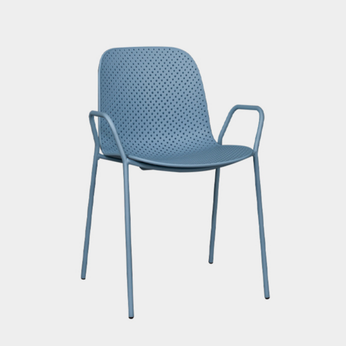Perforated Stackable Arm Dining Chair - Dining chair - QONKA HOME