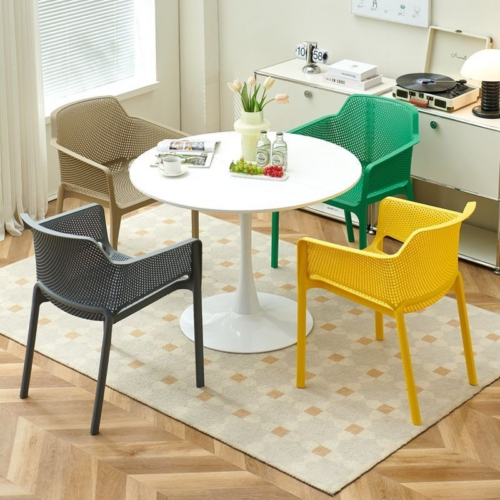 Mesh Plastic Dining Chair with Armrests - Dining chair - QONKA HOME