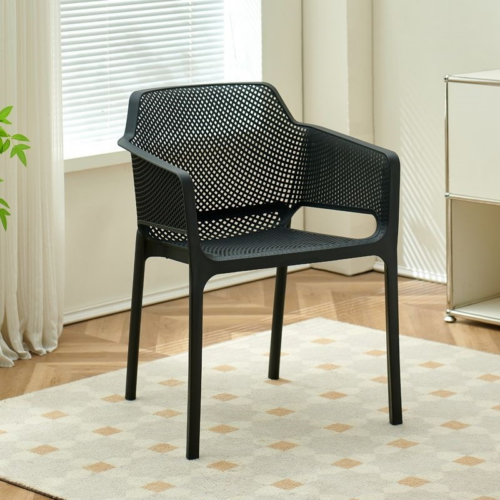 Mesh Plastic Dining Chair with Armrests - Dining chair - QONKA HOME