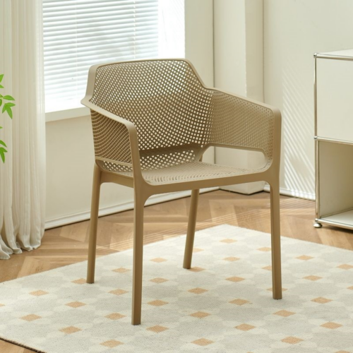 Mesh Plastic Dining Chair with Armrests - Dining chair - QONKA HOME