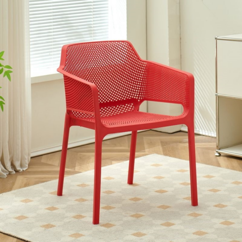 Mesh Plastic Dining Chair with Armrests - Dining chair - QONKA HOME
