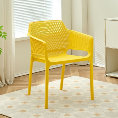 Mesh Plastic Dining Chair with Armrests - Dining chair - QONKA HOME