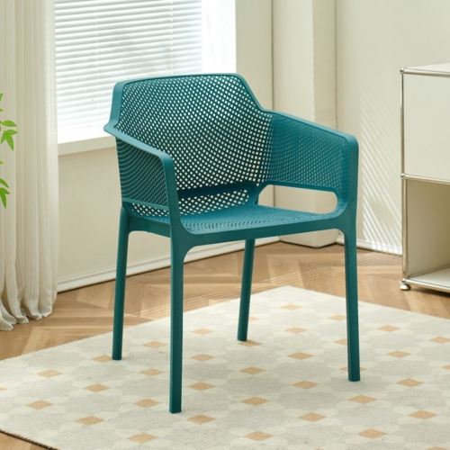 Mesh Plastic Dining Chair with Armrests - Dining chair - QONKA HOME