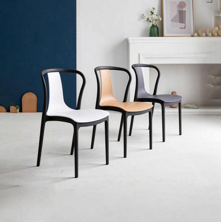 Plastic Dining Chair with Chrome Legs