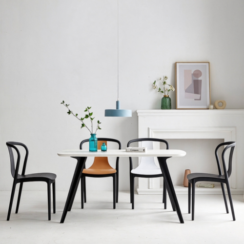 Hollow Frame Plastic Dining Chair - Dining chair - QONKA HOME
